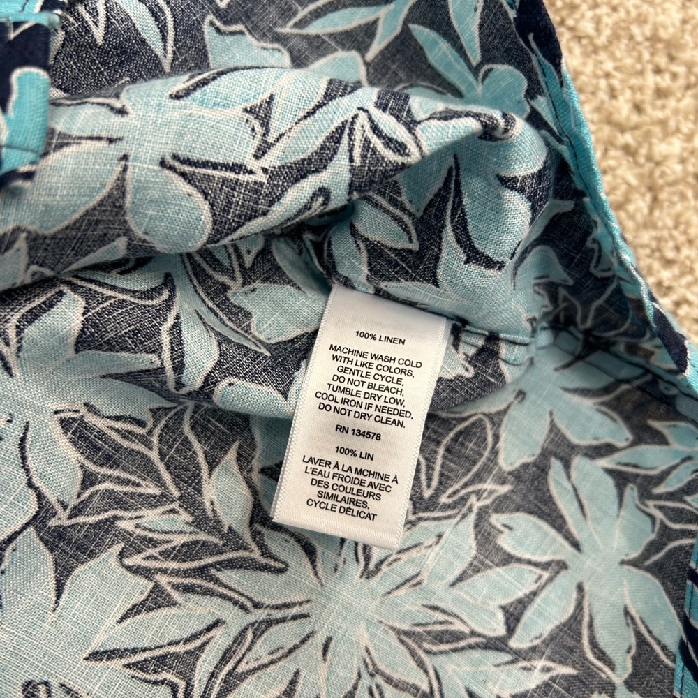 NWT Vineyard Vines Dockside Floral Printed Linen Shirt Men Size XL Navy Blue - Picture 8 of 9